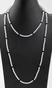 14K Yellow Gold Crystal & Onyx Bead Necklace Set