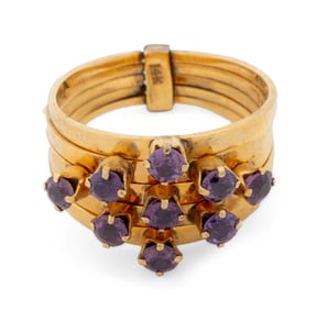 10K Yellow Gold Purple Spinel Joint-Assembled Ring