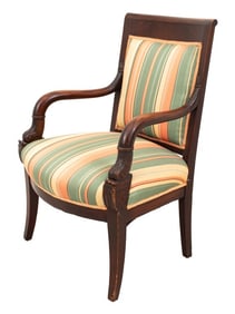 Empire Style Dolphin Motif Walnut Fauteuil