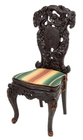 Chinese Carved Wood Dragon Side Chair