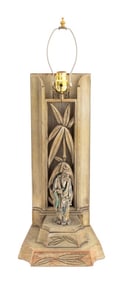 James Mont Style Carved Wood Figural Table Lamp