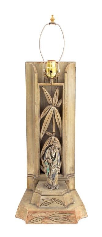 James Mont Style Carved Wood Figural Table Lamp (1 of 6)