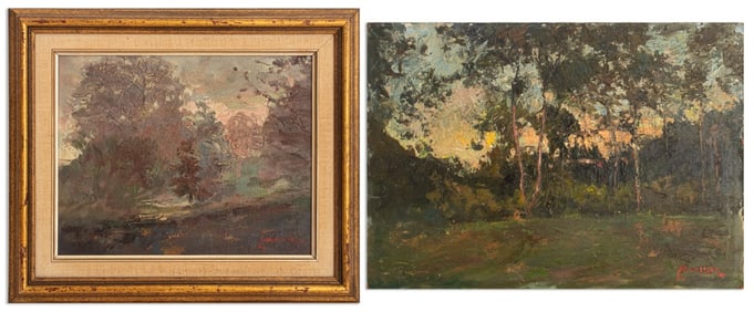 Bernard Lennon Forest Scenes Oil, 2