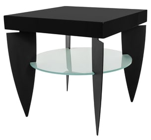 Postmodern Black Lacquer & Glass Occasional Table