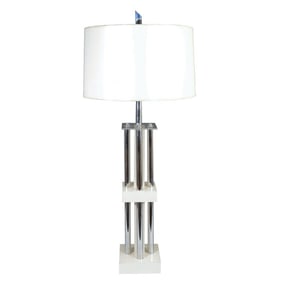 Modern Chrome & Lucite Column Table Lamp