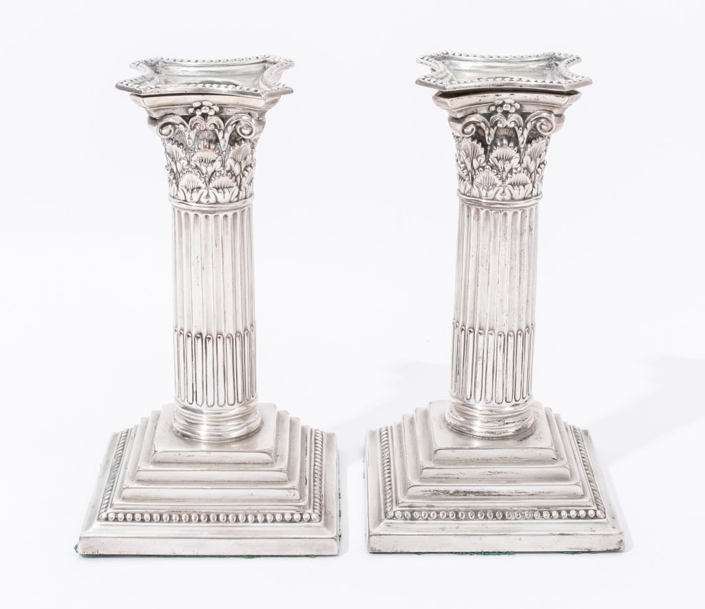 Classical Style Silver Plate Candlesticks, Pair (1 of 7)