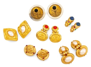 Designer Costume Rhinestone Earrings, 12 Pairs