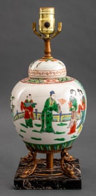 Chinese Ginger Jar Mounted Lamp on Marble Base