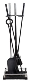 Modern Polished Steel Fireplace Tool Set