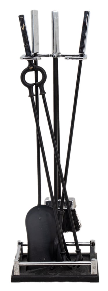 Modern Polished Steel Fireplace Tool Set (1 of 4)