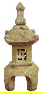 Pagoda Form Cast Stone Garden Ornament: Pagoda Form Cast Stone Garden Ornament, in three sections. 26.5" H x 11" W x 11" D. Provenance: Property from the Long Island residence of a collector and longtime friend of Victor Salmones and Karl S