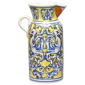Spanish Blue & Yellow Majolica Jug