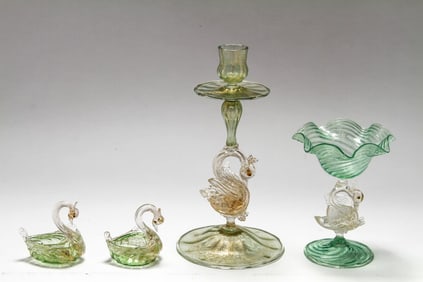 Salviati Attr. Murano Venetian Glass Vessels, 4