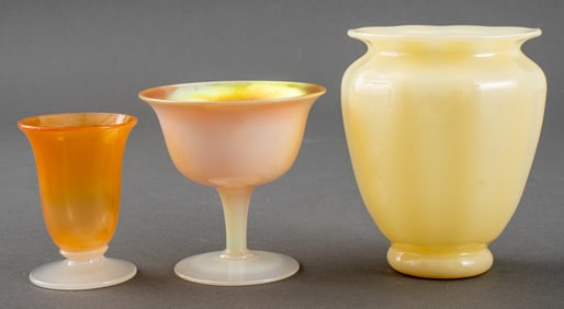 Yellow Glass Footed Vessels, 3