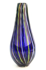 Mid-Century Modern Blue Art Glass Vase