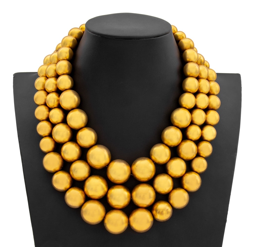 Multi-Strand Graduated Gilt Brass Bead Necklace (1 of 5)