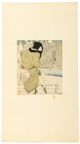 Utagawa Kuniyoshi Woman in Snow Woodblock, 19th C.