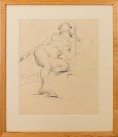 James Maher Reclining Nude Woman Graphite on Paper