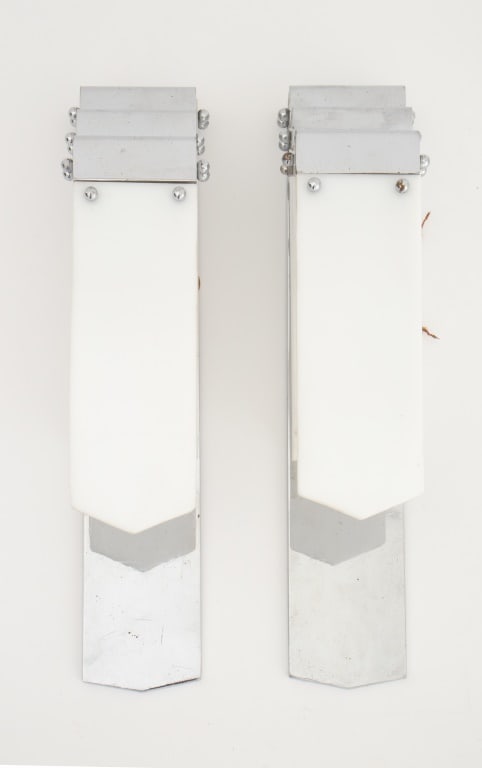Postmodern Chrome and Composite Wall Sconces, Pair (1 of 6)