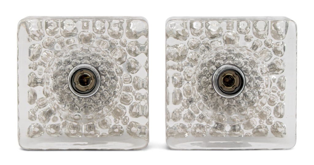 Modern Square Ice Block Glass Wall Sconces, Pair (1 of 5)