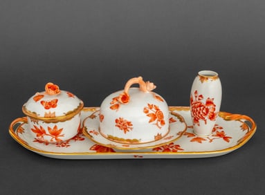 Herend "Chinese Bouquet Rust" Table Items, 4