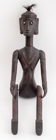 Indonesian Dayak Carved Wood Female Shaman Figure