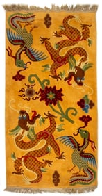 Chinese Art Deco Phoenix & Dragon Rug, 6' 4" x 3'