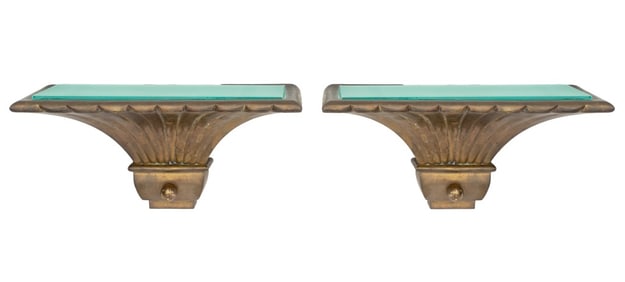 Chapman Cast Brass & Glass Wall Brackets, 2