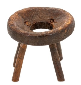 Primitive Hand-Carved Wood Milking Stool