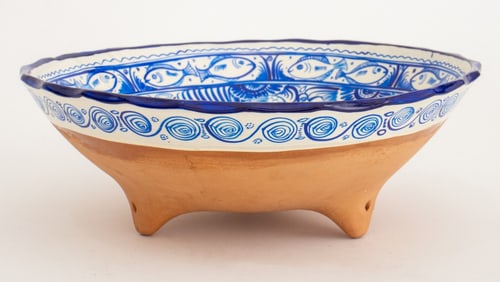 Spanish Blue and White Terracotta Bowl