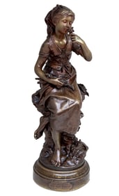Mathurin Moreau "La Becquee" Patinated Bronze