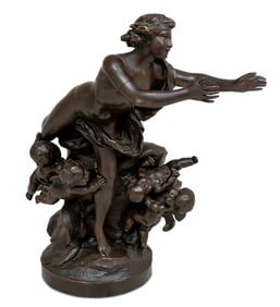 Clodion "Amor" Patinated Bronze Sculpture