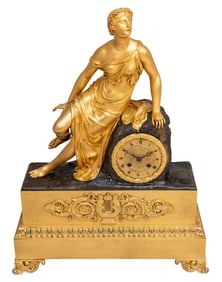 French Empire "Eurydice" Bronze Figural Clock