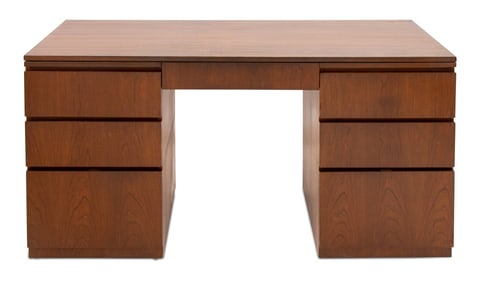 Donald Deskey Style Walnut Kneehole Desk