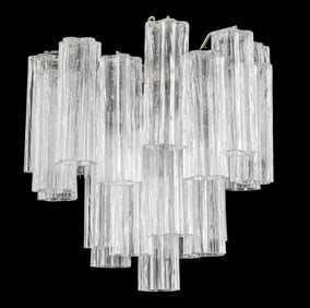 Venini for Camer Tronchi Glass Tiered Chandelier