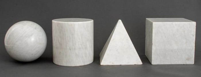 Geometric Grey Marble Sculptures, 4