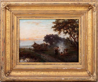 Henry Martin "The Gypsy Encampment" Oil on Canvas
