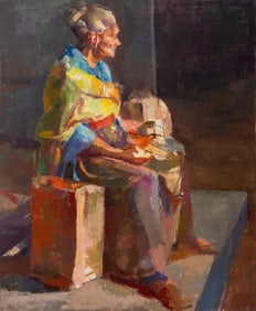 Crasson Portrait of a Seated Woman Oil on Canvas
