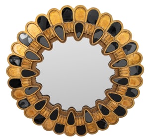 French Modernist Smoky Glass and Giltwood Mirror