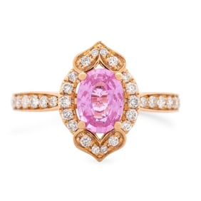 14K Rose Gold Pink Sapphire Diamond Ring