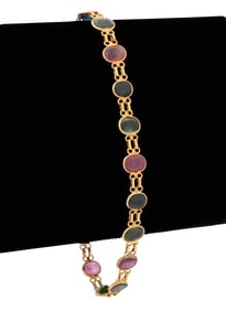 14K Yellow Gold Multicolored Topaz Bracelet