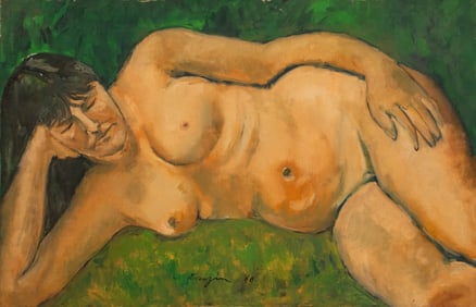 Eui Jin Reclining Nude Woman Oil on Canvas