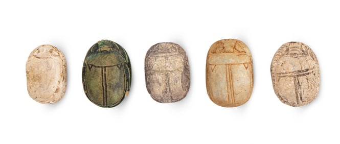 Egyptian New Kingdom Faience Scarab Beads, 5