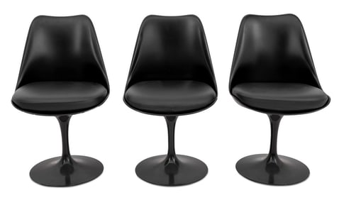 Eero Saarinen for Knoll Black "Tulip" Chairs, 3