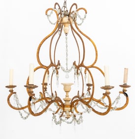 Italian Giltwood & Gilt Metal 6-Light Chandelier
