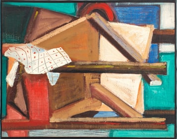 Post-Cubist Still Life Scene Oil on Canvas
