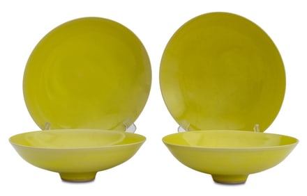 Rupert Spira Yellow Glazed Stoneware Bowls, 4