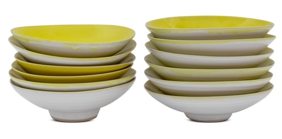 Rupert Spira Yellow Glazed Stoneware Bowls, 12