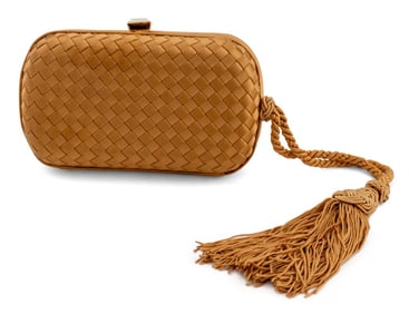 Bottega Veneta Golden Intrecciato Silk Clutch