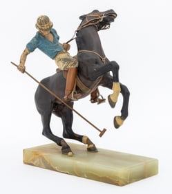 Bruno Zach Attr. Polo Player Cold-Painted Bronze